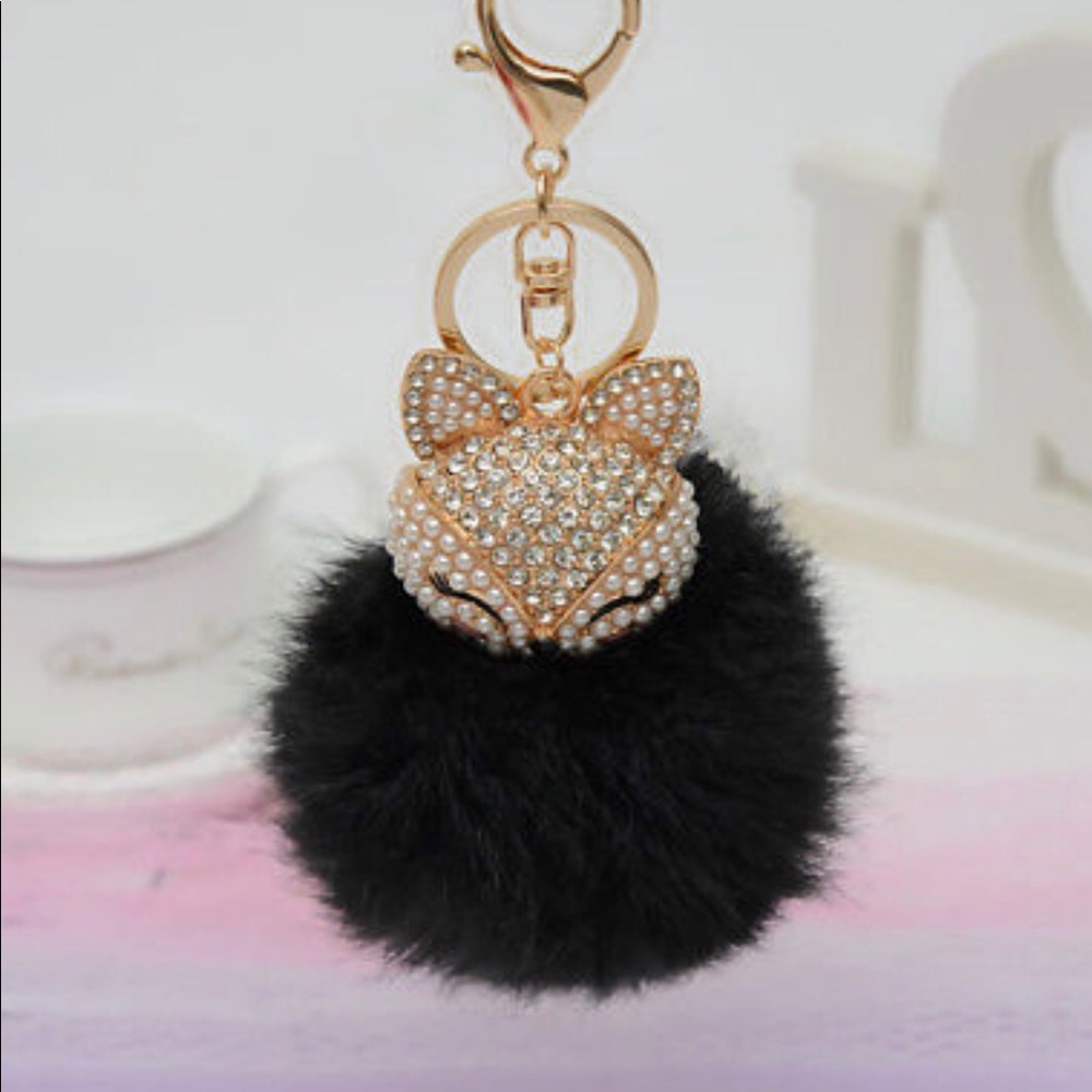 Ebony Doll Purse Charm Keychain Faux Fur New